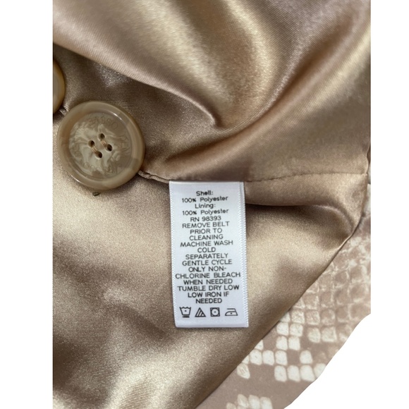 Dennis by Dennis Basso Python Snake Print Vinyl Trench Coat Satin - Picture 6 of 7